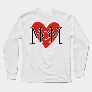 Red Heart of Mom Love Long Sleeve T-Shirt